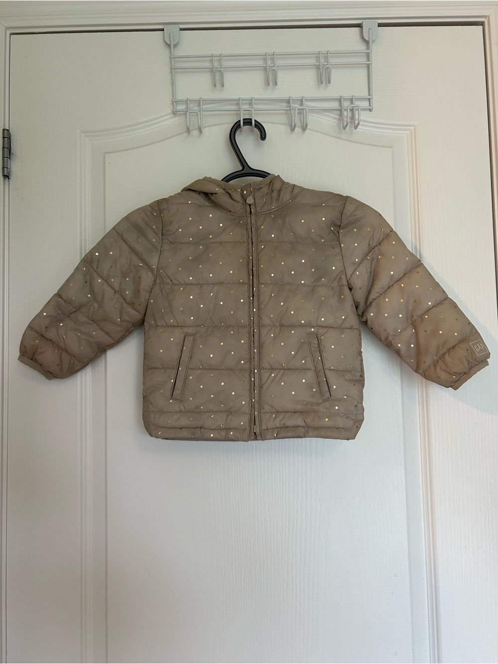 GAP Taupe Puffer Jacket with Gold Dot Print